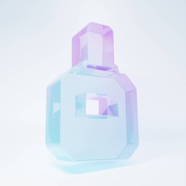 Frosted glass Aftershave icon isolated on white background. Cologne spray icon. Male perfume bottle. Minimalism concept. 3D render illustration.