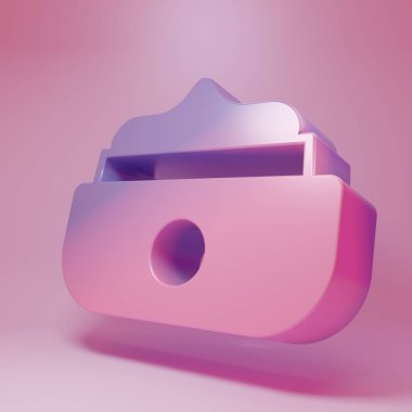 Pembe arka planda izole edilmiş saç şekillendirme ikonu için mor-pembe jel ya da balmumu. Saç kozmetiği. Saç ve bıyık şekillendirmek için kavanoz ve ürün. Minimalizm kavramı. 3 Boyutlu resimleme.