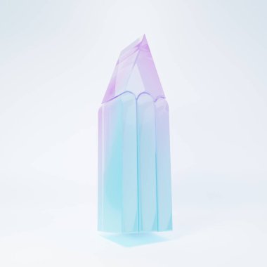 Beyaz arkaplanda izole edilmiş buzlu cam kalem simgesi. Eğitim işareti. Çizim ve eğitim araçları. Okul sembolü. Minimalizm kavramı. 3 Boyutlu resimleme.