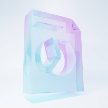 Grafik grafik simgesine sahip buzlu cam belge beyaz arkaplanda izole edildi. Metin dosya simgesini rapor et. Muhasebe tabelası. Denetim, analiz, planlama. Minimalizm kavramı. 3 Boyutlu resimleme.