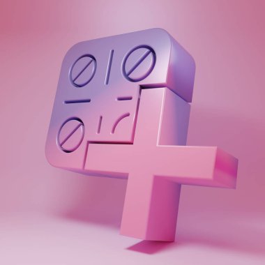 Pembe arka planda izole edilmiş mor-pembe haplar. İlaç paketi. Tablet, vitamin, antibiyotik, aspirin. Minimalizm kavramı. 3 Boyutlu resimleme.