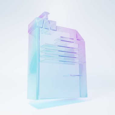 Buzlu cam dosya belgesi ve klasör klipsi simgesi beyaz arkaplanda izole edildi. Kontrol listesi simgesi. İş konsepti. Minimalizm kavramı. 3 Boyutlu resimleme.