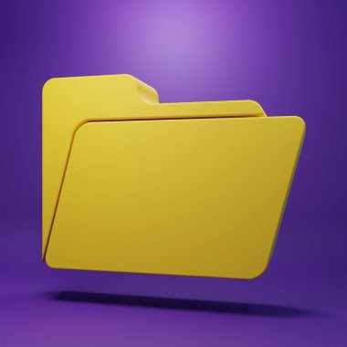 Sarı Belge dizin simgesi mor arkaplanda izole edildi. Muhasebe klasörü sembolü. Muhasebe yönetimi. Minimalizm kavramı. 3 Boyutlu resimleme.