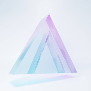 Beyaz arka planda izole edilmiş buzlu cam turist çadırı ikonu. Kamp sembolü. Minimalizm kavramı. 3 Boyutlu resimleme.