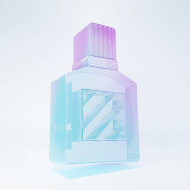 Frosted glass Aftershave icon isolated on white background. Cologne spray icon. Male perfume bottle. Minimalism concept. 3D render illustration.