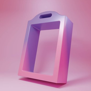 Purple-pink Cutting board icon isolated on pink background. Chopping Board symbol. Minimalism concept. 3D render illustration.