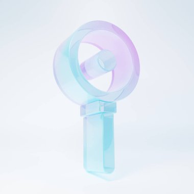 Frosted glass Frying pan icon isolated on white background. Fry or roast food symbol. Minimalism concept. 3D render illustration.