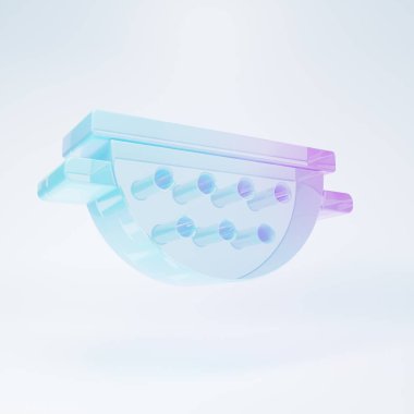 Frosted glass Kitchen colander icon isolated on white background. Cooking utensil. Cutlery sign. Minimalism concept. 3D render illustration.