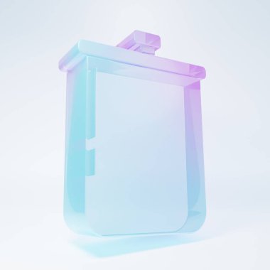 Frosted glass Cooking pot icon isolated on white background. Boil or stew food symbol. Minimalism concept. 3D render illustration.