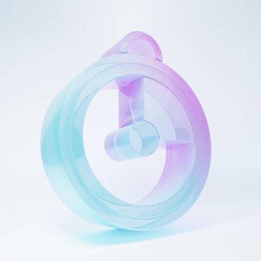 Frosted glass Kitchen timer icon isolated on white background. Cooking utensil. Minimalism concept. 3D render illustration.