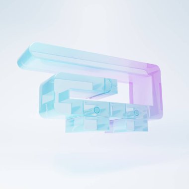 Beyaz zemin üzerinde izole edilmiş buzlu cam dalış kemeri ikonu. Dalış takımları. Su altı ekipmanları. Minimalizm kavramı. 3 Boyutlu resimleme.