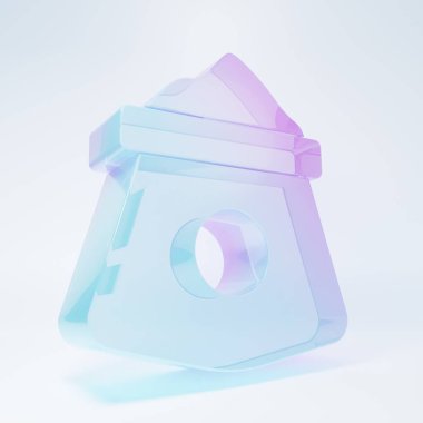 Frosted glass Bag of flour icon isolated on white background. Minimalism concept. 3D render illustration.