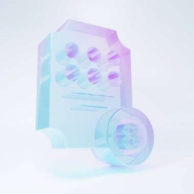 Beyaz arkaplanda izole edilmiş buzlu cam slot makinesi simgesi. İnternetteki kumarhane. Minimalizm kavramı. 3 Boyutlu resimleme.