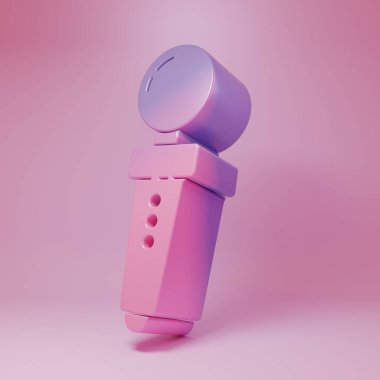 Purple-pink Joystick for arcade machine icon isolated on pink background. Joystick gamepad. Minimalism concept. 3D render illustration.