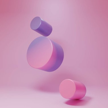 Purple-pink Solar system icon isolated on pink background. The planets revolve around the star. Minimalism concept. 3D render illustration.
