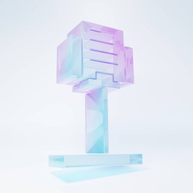 Buzlu cam müzik standı simgesi beyaz arkaplanda izole edilmiş. Müzik aletleri. Minimalizm kavramı. 3 Boyutlu resimleme.