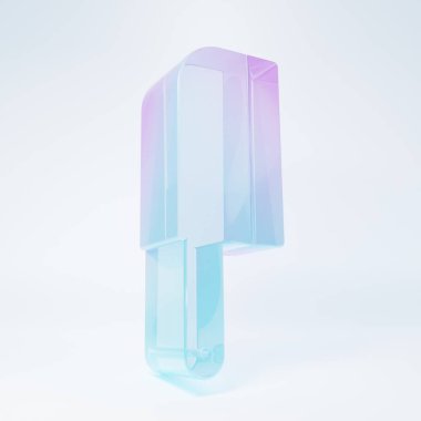 Buzlu cam et helikopter ikonu beyaz arka planda izole edildi. Et için mutfak bıçağı. Kasap bıçağı. Minimalizm kavramı. 3 Boyutlu resimleme.