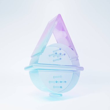 Beyaz arka planda izole edilmiş buzlu cam top çay süzgeci ikonu. Minimalizm kavramı. 3 Boyutlu resimleme.