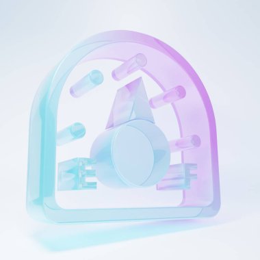 Buzlu cam motor benzin göstergesi simgesi beyaz arkaplanda izole edilmiş. Yakıt göstergesi boş. Tam depo göstergesi. Minimalizm kavramı. 3 Boyutlu resimleme.