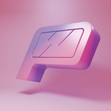 Pembe arka planda izole edilmiş mor araba ayna ikonu. Minimalizm kavramı. 3 Boyutlu resimleme.