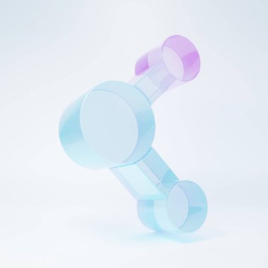 Buzlu cam paylaşım simgesi beyaz arkaplanda izole edildi. Paylaşma, iletişim piktogramı, sosyal medya, bağlantı, ağ, dağıtım işareti. Minimalizm kavramı. 3 Boyutlu resimleme.