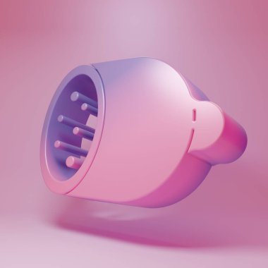 Pembe arka planda izole edilmiş mor salam sosis ikonu. Et şarküteri ürünü. Minimalizm kavramı. 3 Boyutlu resimleme.