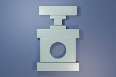 Mor-mavi arka planda izole edilmiş dinamit simgesi için gri tutucu fünyesi. Minimalizm kavramı. 3 Boyutlu resimleme.