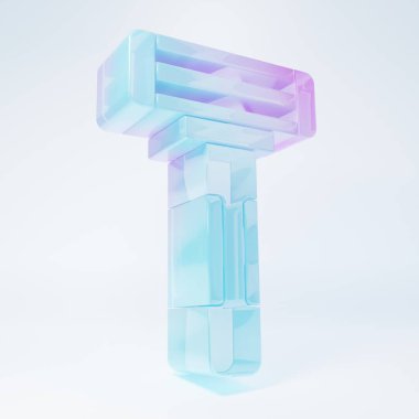 Buzlu cam traş jileti ikonu beyaz arka planda izole edilmiş. Minimalizm kavramı. 3 Boyutlu resimleme.