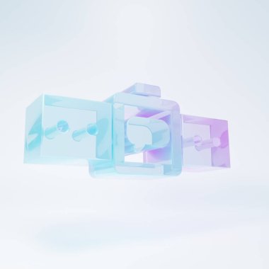 Frosted glass Smartwatch icon isolated on white background. Minimalism concept. 3D render illustration.