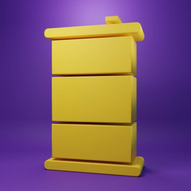 Yellow Barrel oil icon isolated on purple background. Minimalism concept. 3D render illustration.