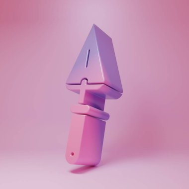 Purple-pink Trowel icon isolated on pink background. Minimalism concept. 3D render illustration.