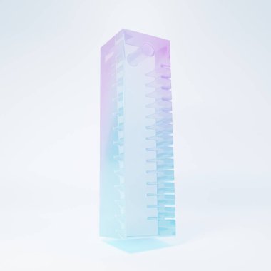 Frosted glass Ruler icon isolated on white background. Straightedge symbol. Minimalism concept. 3D render illustration.