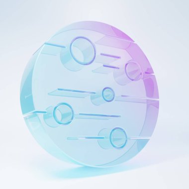 Buzlu cam gezegen Mars ikonu beyaz arka planda izole edilmiş. Minimalizm kavramı. 3 Boyutlu resimleme.