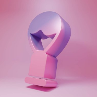 Mor pembe tıraş fırçası ikonu pembe arka planda izole edilmiş. Berber dükkanı sembolü. Minimalizm kavramı. 3 Boyutlu resimleme.