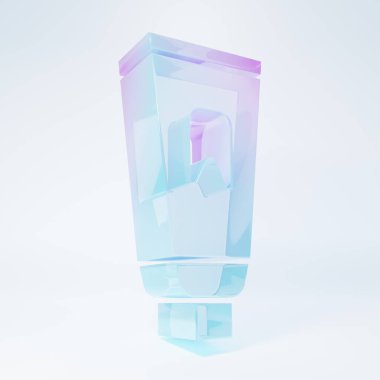 Beyaz arka planda izole edilmiş buzlu cam diş macunu ikonu tüpü. Minimalizm kavramı. 3 Boyutlu resimleme.