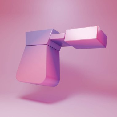 Purple-pink Coffee turk icon isolated on pink background. Minimalism concept. 3D render illustration.