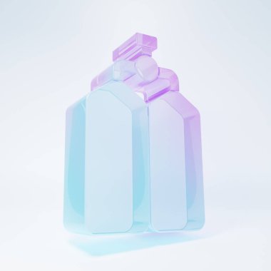 Frosted glass Aqualung icon isolated on white background. Oxygen tank for diver. Diving equipment. Extreme sport. Diving underwater equipment. Minimalism concept. 3D render illustration .