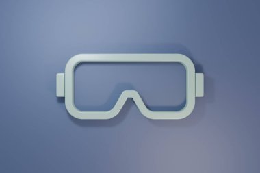 Mor-mavi arka planda gri dalış maskesi simgesi izole edildi. Olağanüstü bir spor. Su altı ekipmanları. Minimalizm kavramı. 3 Boyutlu resimleme .