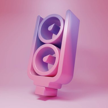 Pembe arka planda izole edilmiş mor ölçekli gösterge simgesi. Memnuniyet, sıcaklık, manometre, risk, değerlendirme, performans, hız taktik ölçer. Minimalizm kavramı. 3 Boyutlu resimleme .