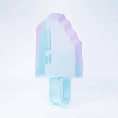 Frosted glass Ice cream icon isolated on white background. Sweet symbol. Minimalism concept. 3D render illustration .