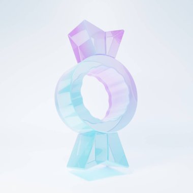 Buzlu cam şeker ikonu beyaz arkaplanda izole edilmiş. Minimalizm kavramı. 3 Boyutlu resimleme .