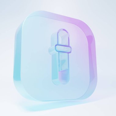 Frosted glass Pipette icon isolated on white background. Element of medical, chemistry lab equipment. Medicine symbol. Minimalism concept. 3D render illustration .