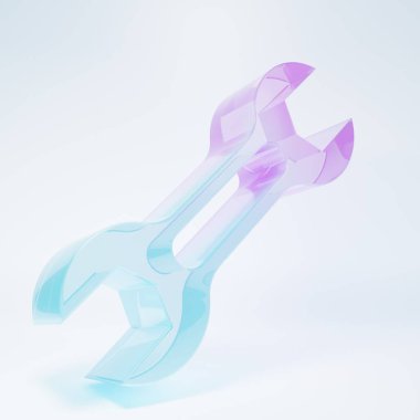 Beyaz arkaplanda izole edilmiş buzlu cam anahtarlı anahtar simgesi. Minimalizm kavramı. 3 Boyutlu resimleme .