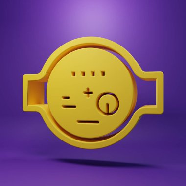 Sarı Su göstergesi simgesi mor arkaplanda izole edildi. Minimalizm kavramı. 3 Boyutlu resimleme .