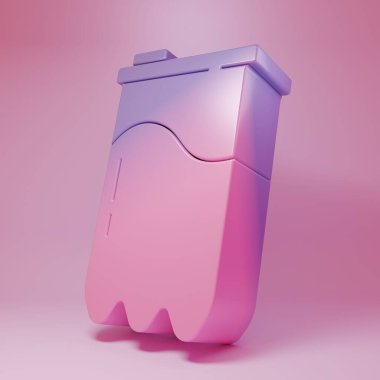 Pembe arka planda izole edilmiş mor-pembe su filtresi kartuş simgesi. Minimalizm kavramı. 3 Boyutlu resimleme .
