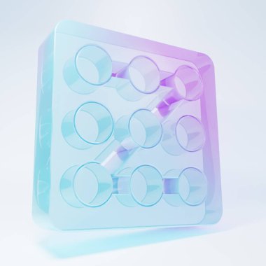 Buzlu cam Grafik şifre koruması ve beyaz arka planda izole edilmiş güvenlik erişim simgesi. Güvenlik, güvenlik, koruma, gizlilik kavramı. Minimalizm kavramı. 3 Boyutlu resimleme .