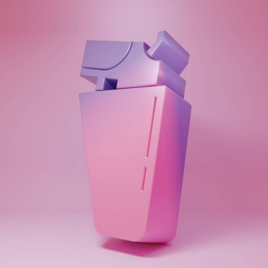 Pembe arka planda izole edilmiş, silah kılıfındaki mor-pembe tabanca. Minimalizm kavramı. 3 Boyutlu resimleme .