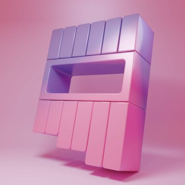 Pembe flüt ikonu pembe arka planda izole edilmiş. Geleneksel Peru müzik aleti. Zampona. Peru, Bolivya ve Meksika 'dan halk enstrümanı. Minimalizm kavramı. 3 Boyutlu resimleme .