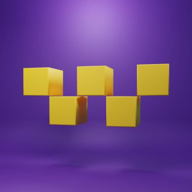 Yellow Taxi car roof icon isolated on purple background. Minimalism concept. 3D render illustration .