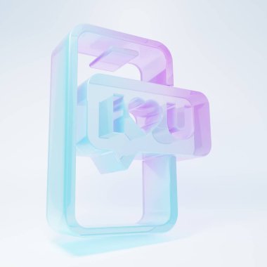 Beyaz arka planda izole edilmiş kalp ikonu olan buzlu cam cep telefonu. Sevgililer Günü. Minimalizm kavramı. 3 Boyutlu resimleme .